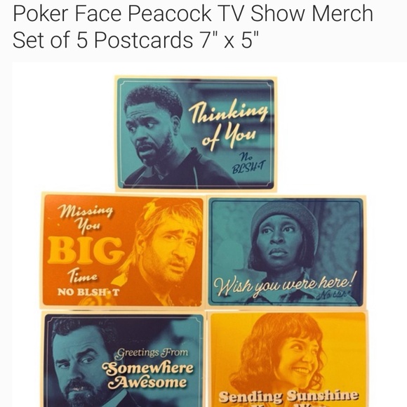 Poker Face Peacock NBC 5 Promotional Postcards - New! - Picture 1 of 6